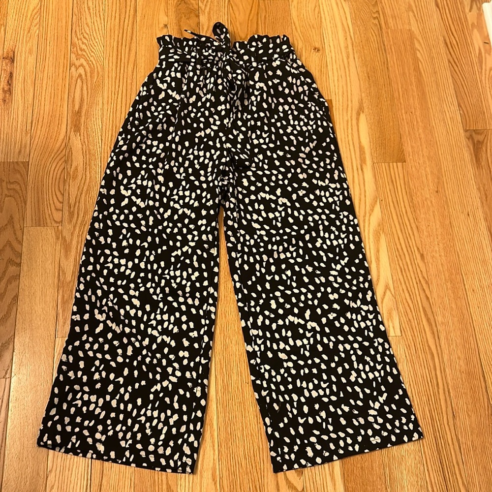 ECOWISH Womens Cotton Soft Palazzo Wide Leg Pants with Belt Sz Large